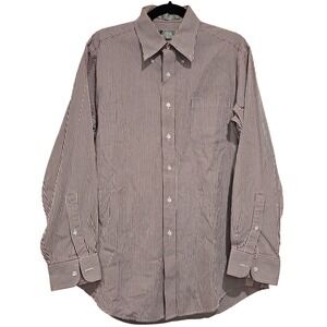 Stafford Executive Mens Red White Stripe Button Down Dress Shirt Size 16 34